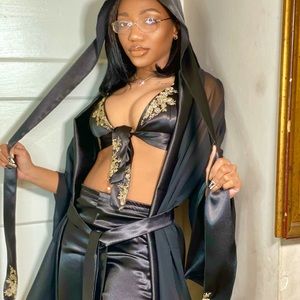 Satin Black Pajama Set